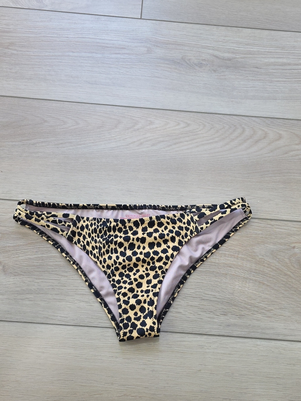 Victoria's Secret Leopard Print Strappy Bikini Bottom - Yellow Black